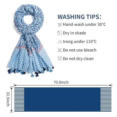 QIUTIMIY Scarf for Women Lightweight Soft Floral Leopard Printed Scarves Fall Winter Fashion Shawl Wrap with Fringe - 3