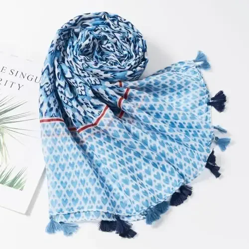 QIUTIMIY Scarf for Women Lightweight Soft Floral Leopard Printed Scarves Fall Winter Fashion Shawl Wrap with Fringe - 4