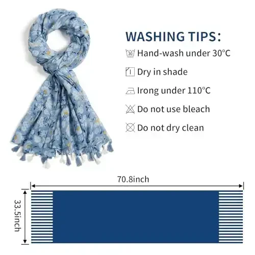 QIUTIMIY Scarf for Women Lightweight Soft Floral Leopard Printed Scarves Fall Winter Fashion Shawl Wrap with Fringe - 3