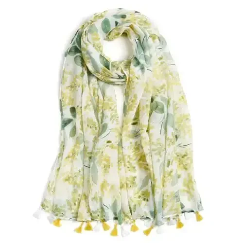 QIUTIMIY Scarf for Women Lightweight Soft Floral Leopard Printed Scarves Fall Winter Fashion Shawl Wrap with Fringe 