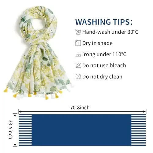 QIUTIMIY Scarf for Women Lightweight Soft Floral Leopard Printed Scarves Fall Winter Fashion Shawl Wrap with Fringe - 3