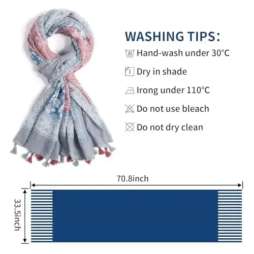 QIUTIMIY Scarf for Women Lightweight Soft Floral Leopard Printed Scarves Fall Winter Fashion Shawl Wrap with Fringe - 3