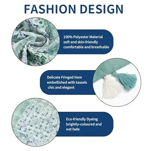 QIUTIMIY Scarf for Women Lightweight Soft Floral Leopard Printed Scarves Fall Winter Fashion Shawl Wrap with Fringe - 2