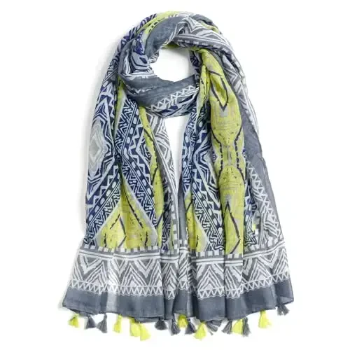 QIUTIMIY Scarf for Women Lightweight Soft Floral Leopard Printed Scarves Fall Winter Fashion Shawl Wrap with Fringe - 1