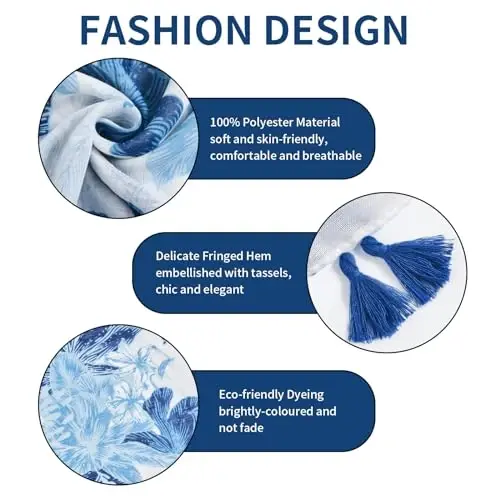 QIUTIMIY Scarf for Women Lightweight Soft Floral Leopard Printed Scarves Fall Winter Fashion Shawl Wrap with Fringe - MODAZONE (1)