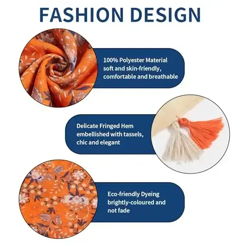 QIUTIMIY Scarf for Women Lightweight Soft Floral Leopard Printed Scarves Fall Winter Fashion Shawl Wrap with Fringe - 2
