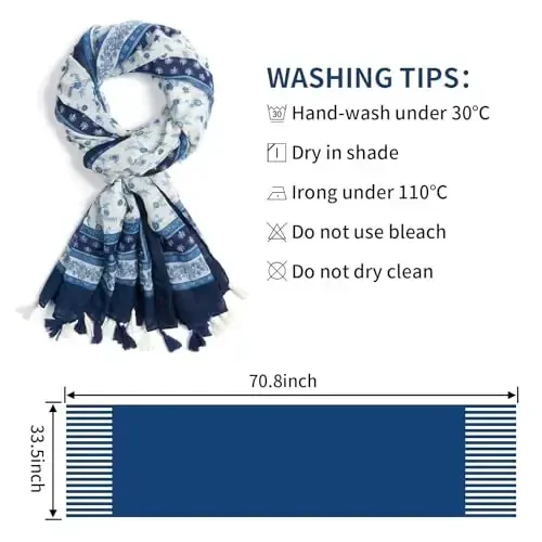 QIUTIMIY Scarf for Women Lightweight Soft Floral Leopard Printed Scarves Fall Winter Fashion Shawl Wrap with Fringe - 3