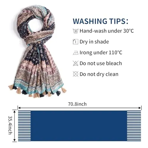 QIUTIMIY Scarf for Women Lightweight Soft Floral Leopard Printed Scarves Fall Winter Fashion Shawl Wrap with Fringe - 3