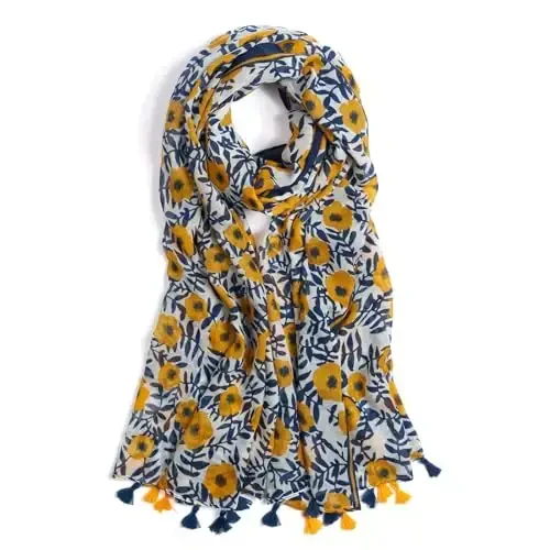 QIUTIMIY Scarf for Women Lightweight Soft Floral Leopard Printed Scarves Fall Winter Fashion Shawl Wrap with Fringe - QIUTIMIY