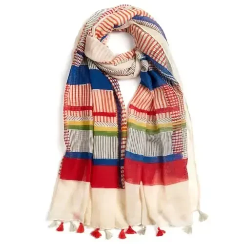 QIUTIMIY Scarf for Women Lightweight Soft Floral Leopard Printed Scarves Fall Winter Fashion Shawl Wrap with Fringe 