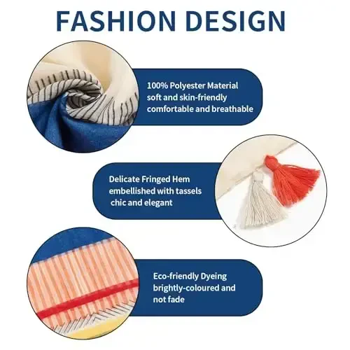 QIUTIMIY Scarf for Women Lightweight Soft Floral Leopard Printed Scarves Fall Winter Fashion Shawl Wrap with Fringe - 2