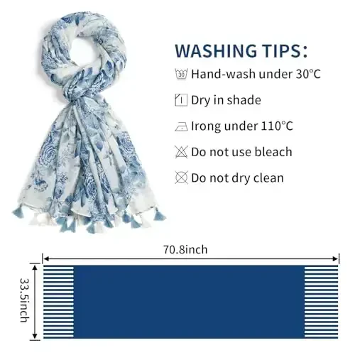 QIUTIMIY Scarf for Women Lightweight Soft Floral Leopard Printed Scarves Fall Winter Fashion Shawl Wrap with Fringe - 3
