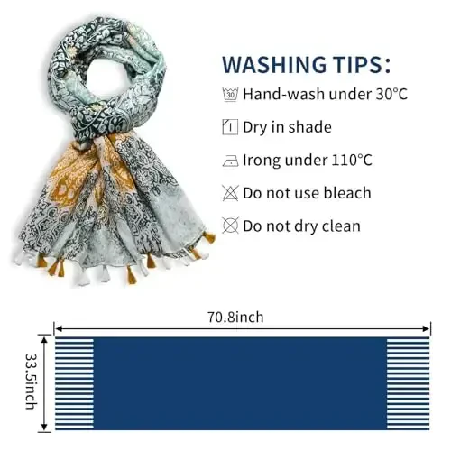 QIUTIMIY Scarf for Women Lightweight Soft Floral Leopard Printed Scarves Fall Winter Fashion Shawl Wrap with Fringe - 3