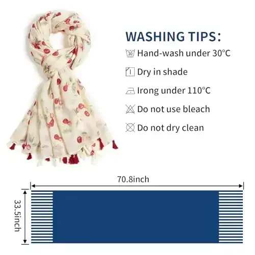 QIUTIMIY Scarf for Women Lightweight Soft Floral Leopard Printed Scarves Fall Winter Fashion Shawl Wrap with Fringe - 3