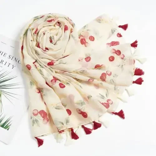 QIUTIMIY Scarf for Women Lightweight Soft Floral Leopard Printed Scarves Fall Winter Fashion Shawl Wrap with Fringe - 4