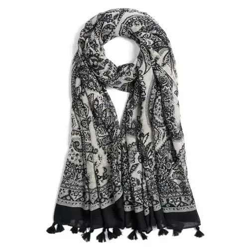 QIUTIMIY Scarf for Women Lightweight Soft Floral Leopard Printed Scarves Fall Winter Fashion Shawl Wrap with Fringe 