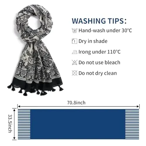 QIUTIMIY Scarf for Women Lightweight Soft Floral Leopard Printed Scarves Fall Winter Fashion Shawl Wrap with Fringe - 3
