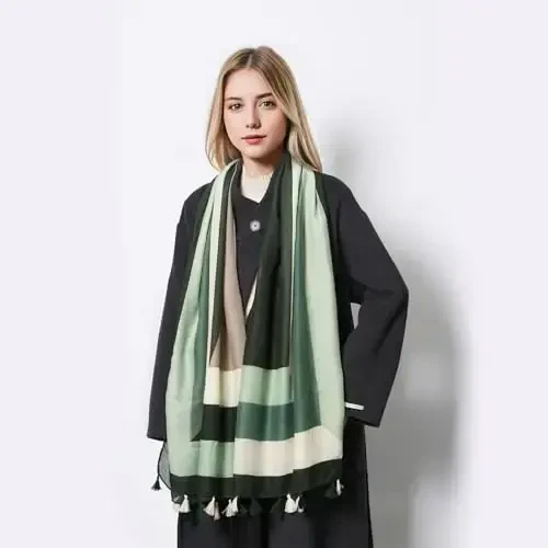 QIUTIMIY Scarf for Women Lightweight Soft Floral Leopard Printed Scarves Fall Winter Fashion Shawl Wrap with Fringe - 7