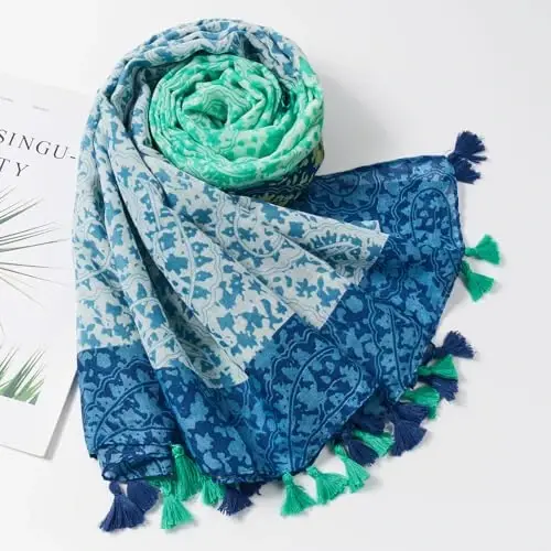 QIUTIMIY Scarf for Women Lightweight Soft Floral Leopard Printed Scarves Fall Winter Fashion Shawl Wrap with Fringe - 4