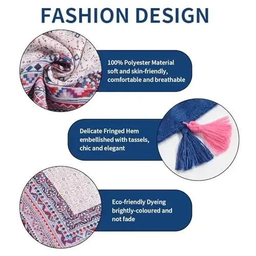 QIUTIMIY Scarf for Women Lightweight Soft Floral Leopard Printed Scarves Fall Winter Fashion Shawl Wrap with Fringe - QIUTIMIY (1)