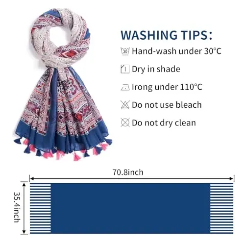 QIUTIMIY Scarf for Women Lightweight Soft Floral Leopard Printed Scarves Fall Winter Fashion Shawl Wrap with Fringe - 3