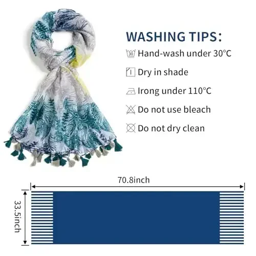 QIUTIMIY Scarf for Women Lightweight Soft Floral Leopard Printed Scarves Fall Winter Fashion Shawl Wrap with Fringe - 3