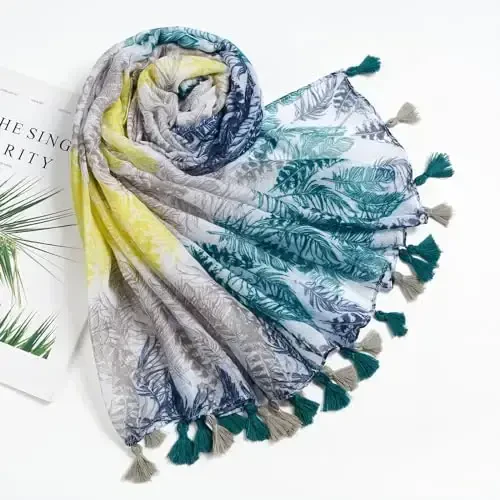 QIUTIMIY Scarf for Women Lightweight Soft Floral Leopard Printed Scarves Fall Winter Fashion Shawl Wrap with Fringe - 4