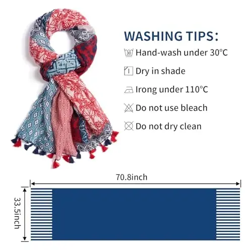 QIUTIMIY Scarf for Women Lightweight Soft Floral Leopard Printed Scarves Fall Winter Fashion Shawl Wrap with Fringe - 3