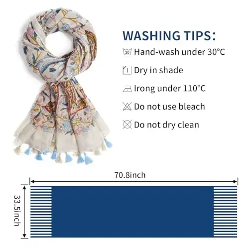 QIUTIMIY Scarf for Women Lightweight Soft Floral Leopard Printed Scarves Fall Winter Fashion Shawl Wrap with Fringe - 3