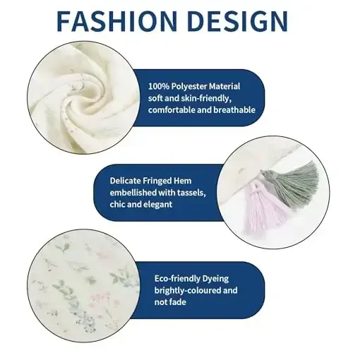 QIUTIMIY Scarf for Women Lightweight Soft Floral Leopard Printed Scarves Fall Winter Fashion Shawl Wrap with Fringe - 2