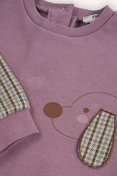 Qiz Bebek Bosma Tafsilotli Gul Kurusu Sweatshirt - 3