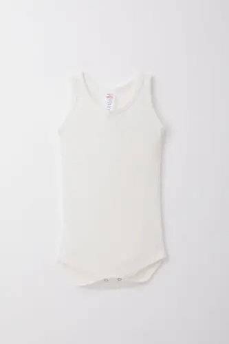 Qiz Bebek Chitiqli Atlet Zıbın Body Jakarlı 9 Oy-3 Yosh, Ekru-Ekru - 1