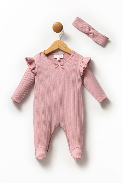 Qiz Bebek Chıtlı Patikli %100 Paxta Bandanalı Tulum - 8