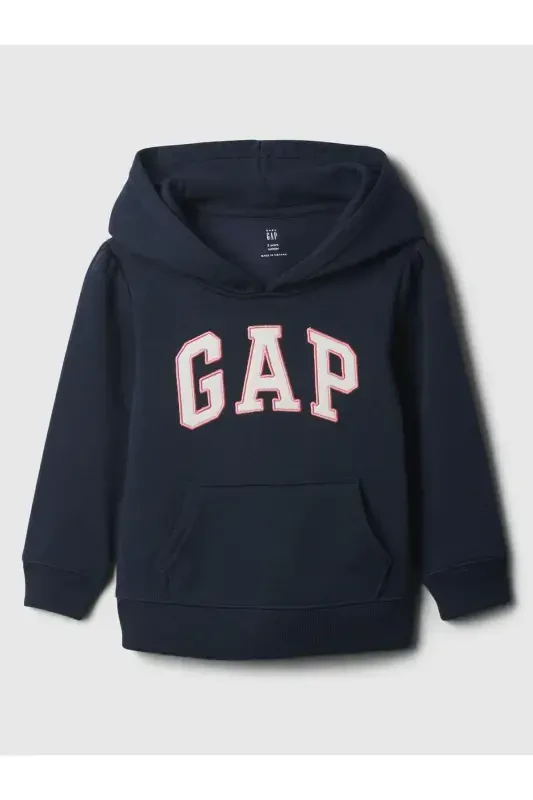 Qiz Bebek Lacivert Gap Logo Kapşonlu Fleece Sweatshirt-Lacivert - 1