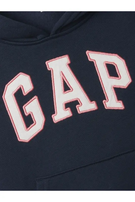 Qiz Bebek Lacivert Gap Logo Kapşonlu Fleece Sweatshirt-Lacivert - 2