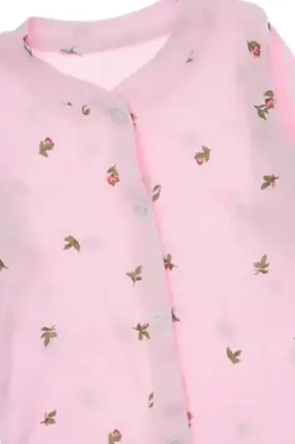 Qiz Bebek Lale bosma fıtıllı mato çıtçıtlı yangi tug'ilgan bebek kombinezon %100 paxta elastik 1-3-6 oylik-CHANG PEMBE LALE - 2