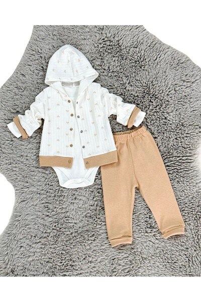 QIZ BEBEK QALB DESENLI 3'LI TAKIM - ZUFF BABY