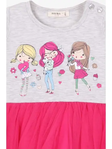 Qiz Bebek Uzun Kollu Ko'ylak Baskılı Ochiq Kulrang Melanj (1.5 Yosh)-Kulrang - 5