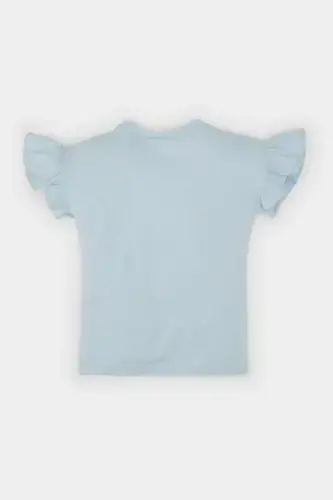 Qiz Bebek Velosiped Yoqali Gullikli Qisqa Yengli Футболка Z9212a225sm-Moviy - 3