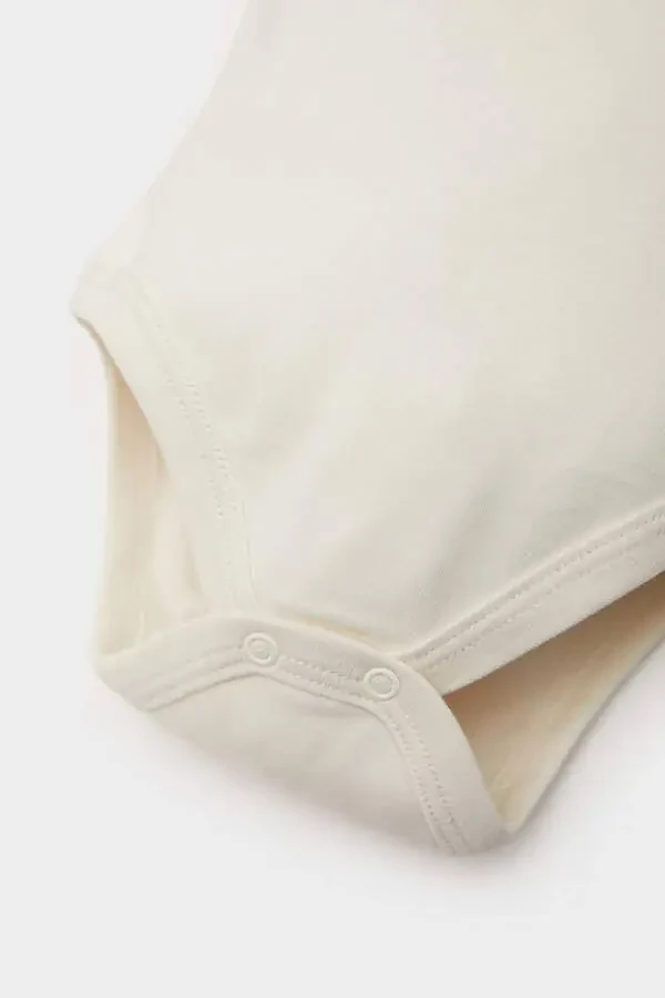 Qiz Bebek Yangi Tug'ilgan Velosiped Yoqali Kamalak Bosmali Uzun Yengli Chitirli Body-Ekru - 3