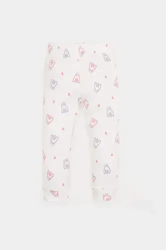 Қиз бола 2 ли комплект Гулли Трикотажли Кашкорсе Узун Енли Чаққанли Боди Узун Пастки E2386a525sp - DEFACTO (1)