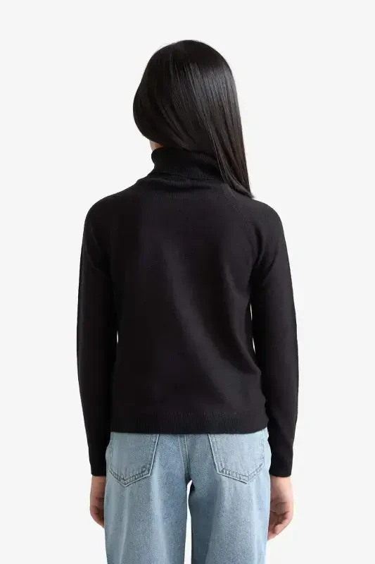 Qiz bola baliqchi yoqa qora Basic tekis kozok R1953A623WN-Qora - 7