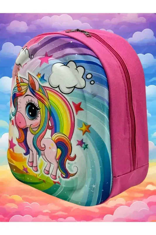 Qiz bola bolalar bog'chasi yasli 3d relyefli Eva bosma 2-6 yoshdagi kundalik maktab va ryukzak-Unicorn - 3