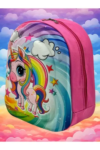 Qiz bola bolalar bog'chasi yasli 3d relyefli Eva bosma 2-6 yoshdagi kundalik maktab va ryukzak-Unicorn - 3