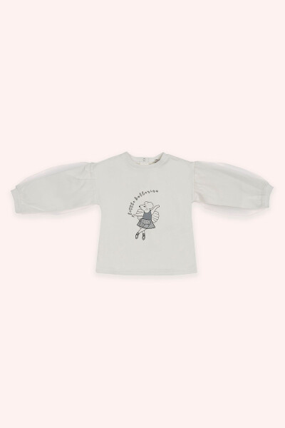 Qiz bola bosma tafsilotli oqish sweatshirt - PANÇO