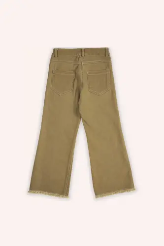 Qiz Bola Cho'ntakli Camel Jinsi Shim - 5