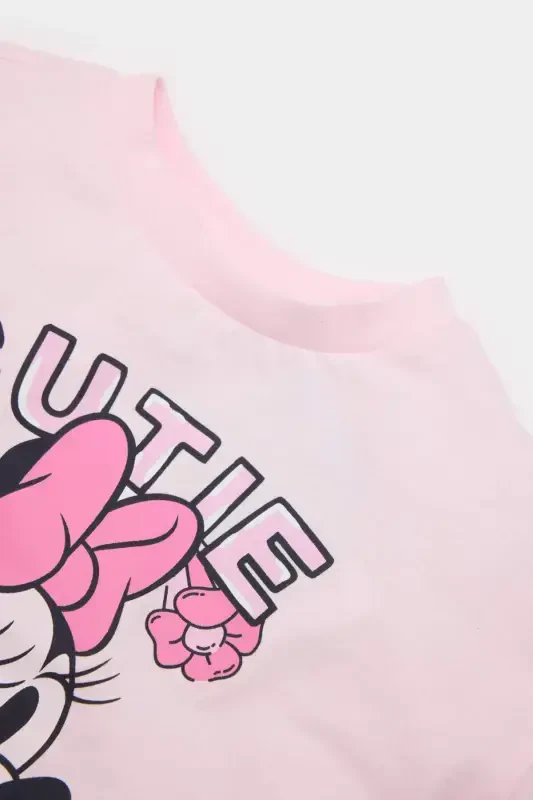 Қиз бола Disney Mickey & Minnie 2ли комплект қисқа кўйлак ва фитили кашкорселик эластик бел жинси E484 - 4