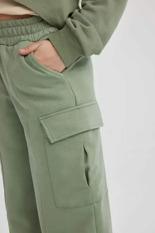 Qiz bola keng Leg keng shim Kargo sport shimi B6402a824sp-yashil - 5