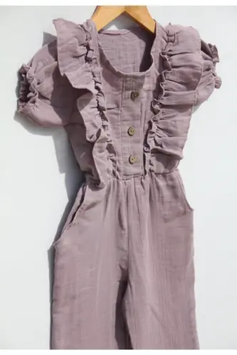 Qiz bola Lila ikki qavatli muslin qisqa yengli kombinezon - lila - BOTEX (1)