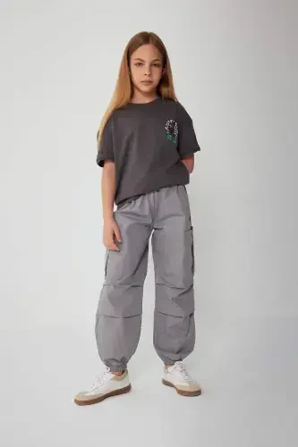 Qiz bola parashut yuk paxta shim B5042A824SM-Kulrang - 3